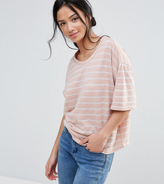 Свободная льняная футболка в полоску ASOS PETITE - Бежевый