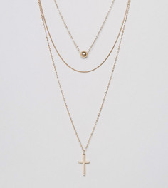 Ярусное ожерелье с крестиком Reclaimed Vintage Inspired - Золотой