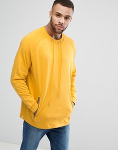 Длинный оверсайз-свитшот с затягивающимся шнурком ASOS - Желтый