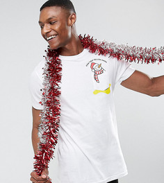 Футболка с новогодней отделкой на кармане Brave Soul TALL - Белый