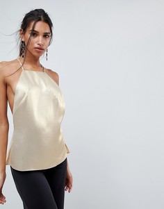 Топ с халтером цвета металлик ASOS - Бежевый