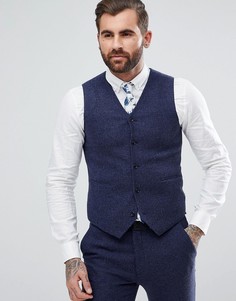 Синий приталенный жилет в клетку ASOS Wedding - Синий