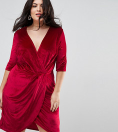 Велюровое платье с запахом Club L Plus - Красный