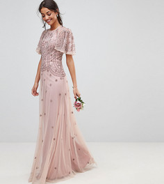 Декорированное платье макси с рукавами клеш ASOS TALL WEDDING - Розовый