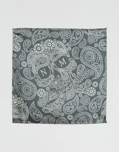 Шелковый платок для пиджака с принтом пейсли и логотипом Noose &amp; Monkey - Серый