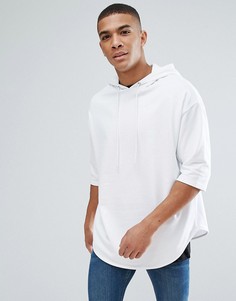 Оверсайз-худи удлиненного кроя с короткими рукавами ASOS - Белый