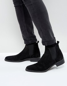 Черные замшевые ботинки челси с отделкой вдоль подошвы ASOS - Черный