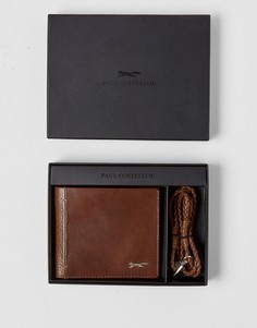 Кожаный бумажник и плетеный браслет Paul Costelloe - Рыжий