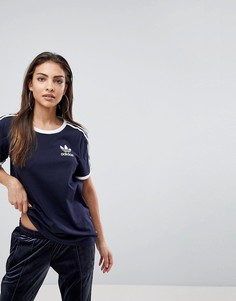 Темно-синяя футболка с тремя полосами adidas Originals - Темно-синий