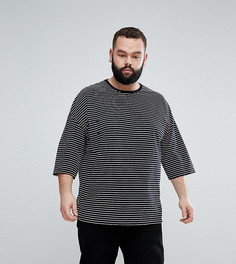 Oversize-футболка в полоску с рваной отделкой ASOS PLUS - Черный