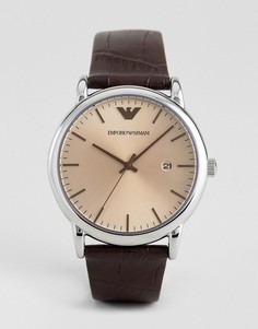 Часы с коричневым кожаным ремешком Emporio Armani AR11096 - Коричневый