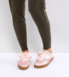 Розовые бархатные кроссовки Puma Basket Heart - Розовый
