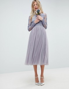 Платье миди с вышивкой ASOS WEDDING - Синий
