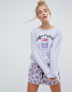 Пижамный комплект с шортами и принтом Coffee OClock ASOS - Мульти