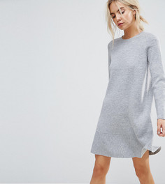 Трикотажное платье с оборкой ASOS PETITE - Серый