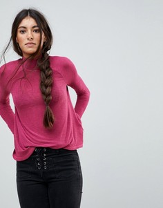 Футболка с высоким воротом Free People Weekend Snuggles - Красный