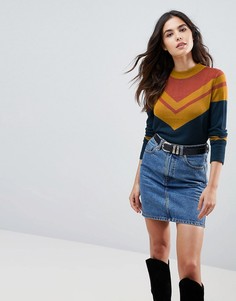 Трикотажный джемпер в спортивном стиле с контрастными полосками Free People - Темно-синий