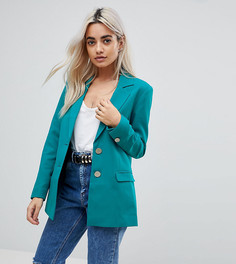 Строгий блейзер с металлическими пуговицами ASOS PETITE - Зеленый