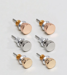 Набор из 3 пар серег-гвоздиков Reclaimed Vintage эксклюзивно для ASOS - Серебряный