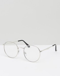 Серебристые круглые очки с прозрачными стеклами Jeepers Peepers - Серебряный