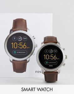 Часы с коричневым кожаным ремешком Fossil Q FTW4003 Explorist - Коричневый