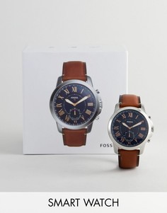 Гибридные смарт-часы с кожаным ремешком Fossil Q FTW1122 - Рыжий