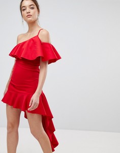 Облегающее платье мини с оборами ASOS - Красный