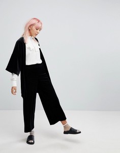 Бархатная юбка-брюки в полоску Monki - Черный