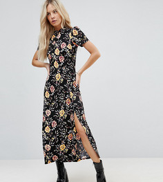 Чайное платье макси с принтом ASOS PETITE - Черный