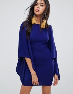 Платье с длинными рукавами и оборками AX Paris - Синий