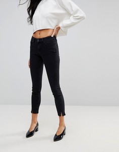 Черные выбеленные джинсы скинни с классической талией ASOS LISBON - Черный