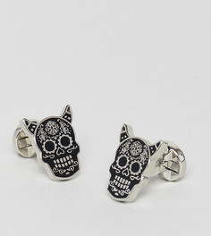 Запонки в виде мексиканских черепов с рогами Noose &amp; Monkey - Серебряный