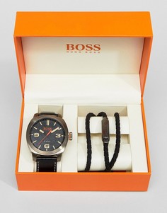 Подарочный набор из часов с черным ремешком и браслета BOSS Orange By Hugo Boss - Черный