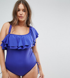 Темно-синий слитный купальник с оборками Monif C - Темно-синий