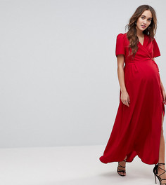 Чайное платье макси на пуговицах ASOS Maternity - Красный