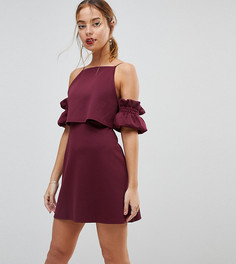 Платье мини с укороченным топом и рукавами-оборками ASOS PETITE - Фиолетовый