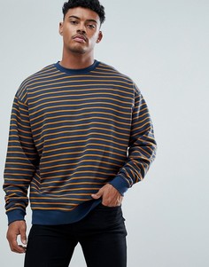 Свободный свитшот в полоску ASOS - Темно-синий