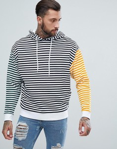 Худи свободного кроя в полоску ASOS - Белый