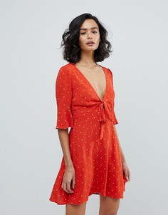 Платье мини в горошек Free People All Yours - Красный