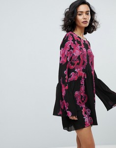 Свободное платье с принтом Free People - Черный