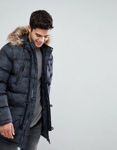 Дутая куртка с камуфляжным принтом Brave Soul - Черный