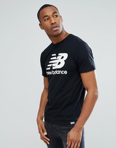 Черная футболка с классическим логотипом New Balance MT63554_BK - Черный