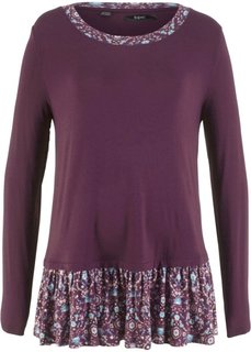 Футболка 2 в 1 с длинным рукавом (цвет бузины) Bonprix