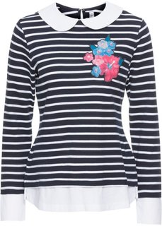 Футболка с длинным рукавом (синий/белый в полоску) Bonprix