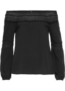 Блузка с вырезом-кармен (черный) Bonprix