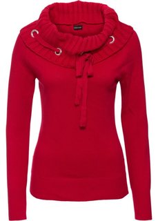 Пуловер с большим воротником (темно-красный) Bonprix