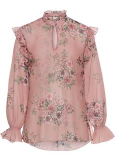 Блузка с воланами (винтажно-розовый с цветочным рисунком) Bonprix