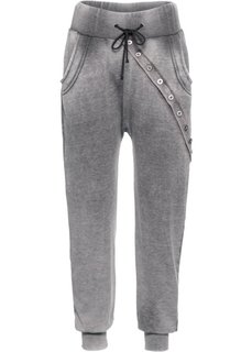 Трикотажные брюки с длинной линией пуговиц (черный) Bonprix