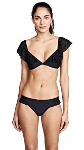 Ella Moss Sheer Dot Off Shoulder Bikini Top