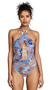 Red Carter Tahitian Tide Twist Front Maillot
